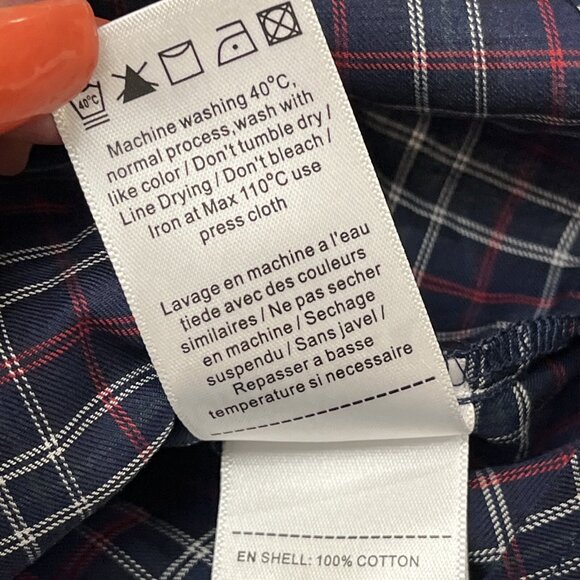 Untuckit Tara Top Womens 16 Mock Collar Button‎ Down Shirt Blue Plaid Preppy - Picture 6 of 9